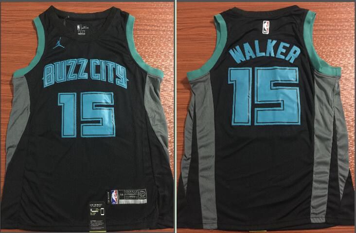 Men Charlotte Hornets #15 Walker Black City Edition Game Nike NBA Jerseys
